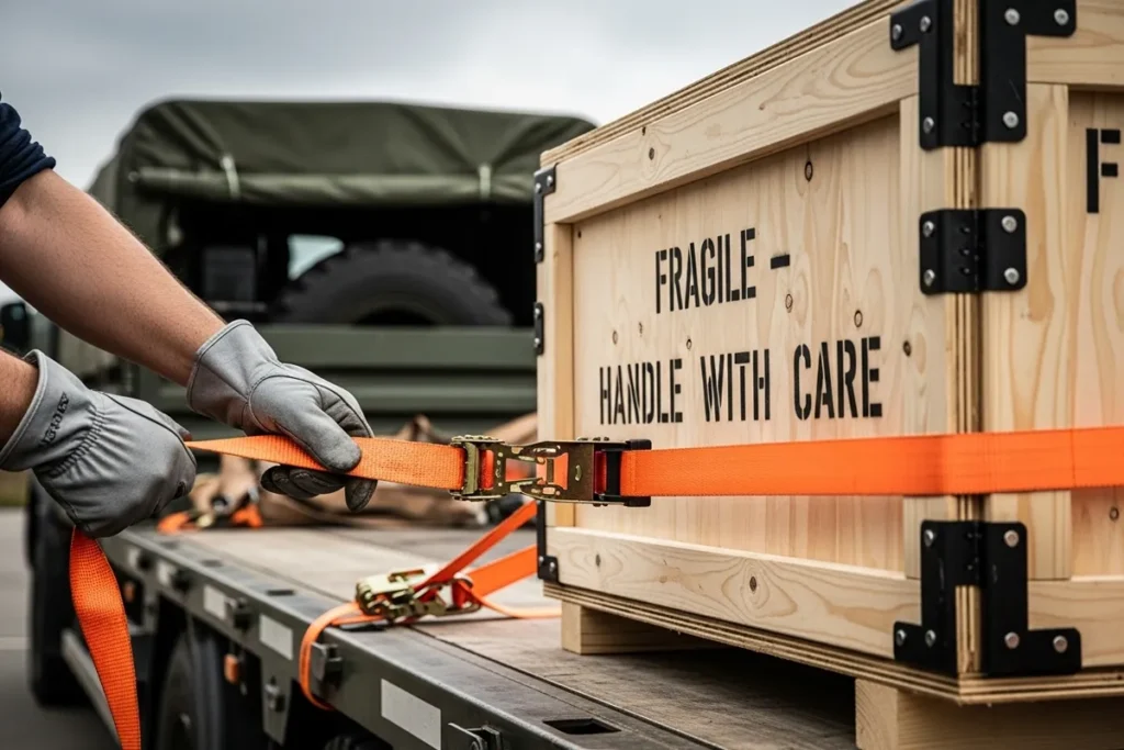 military grade custom crate with straps