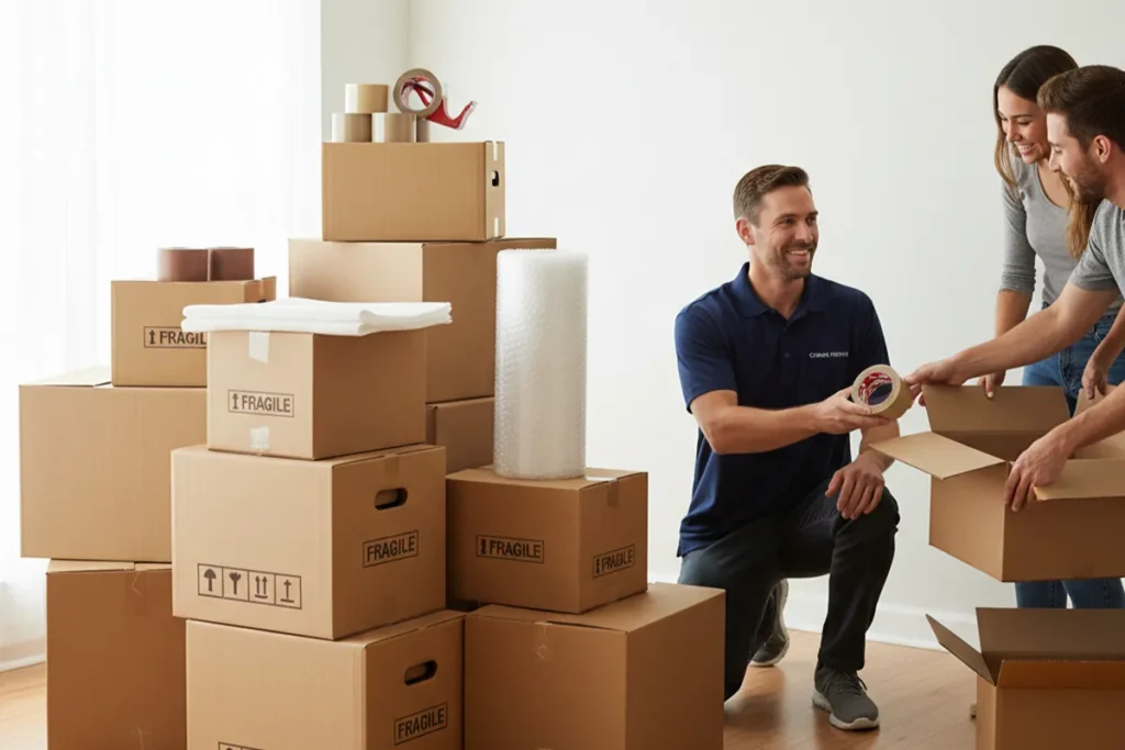 moving supplies with mover and couple