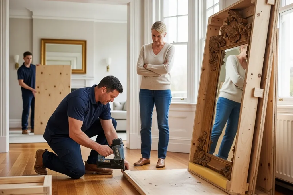 onsite crating antique mirror protection