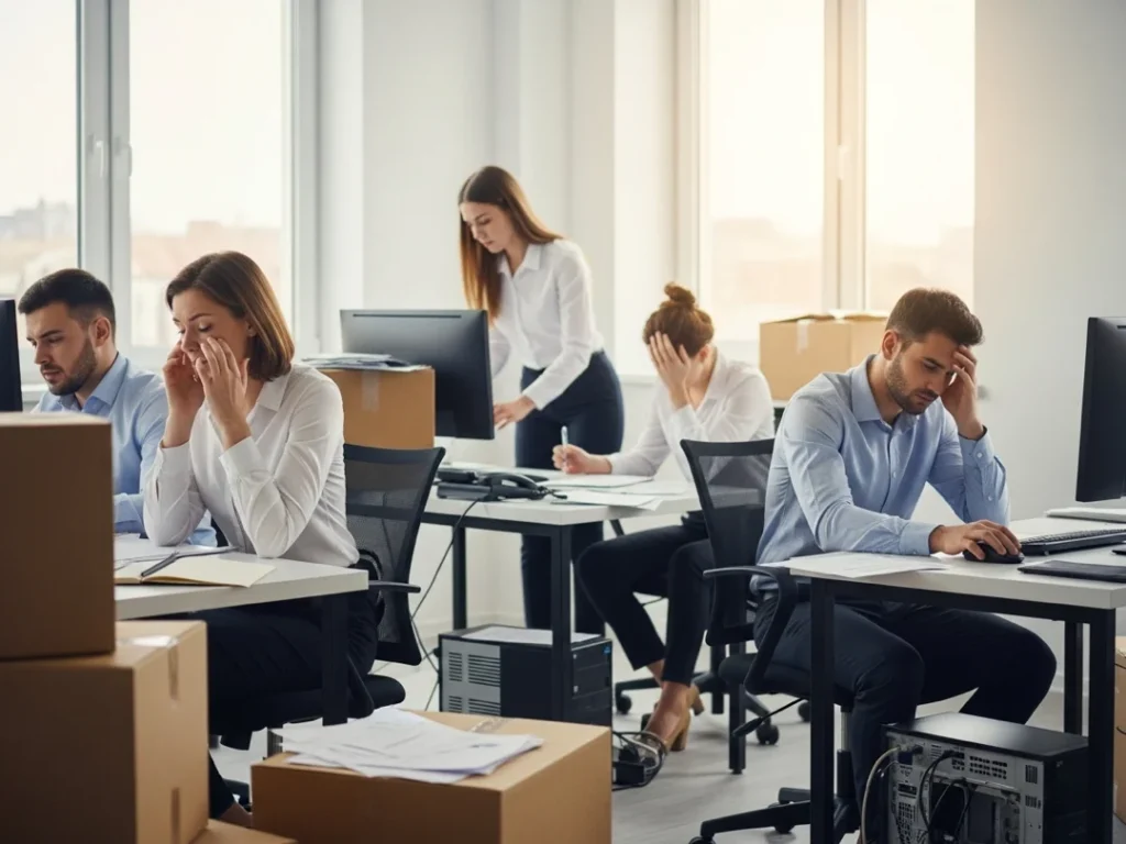 stressed employees during chaotic office move