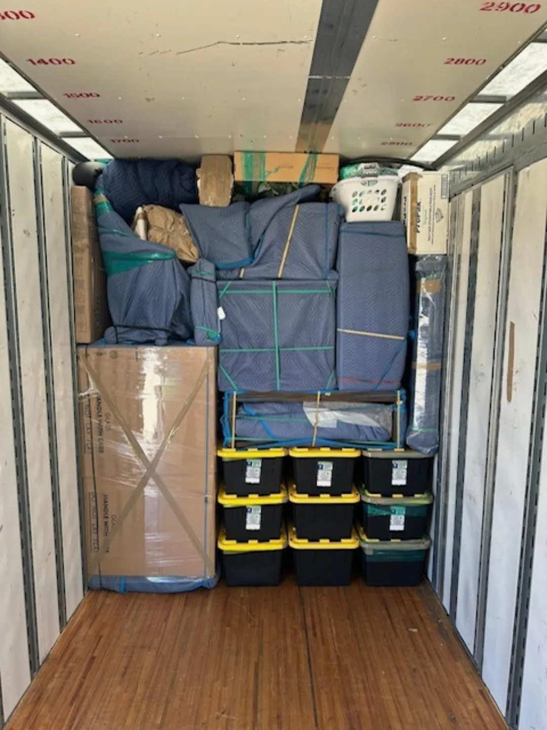champions moving florida packed moving truck interior